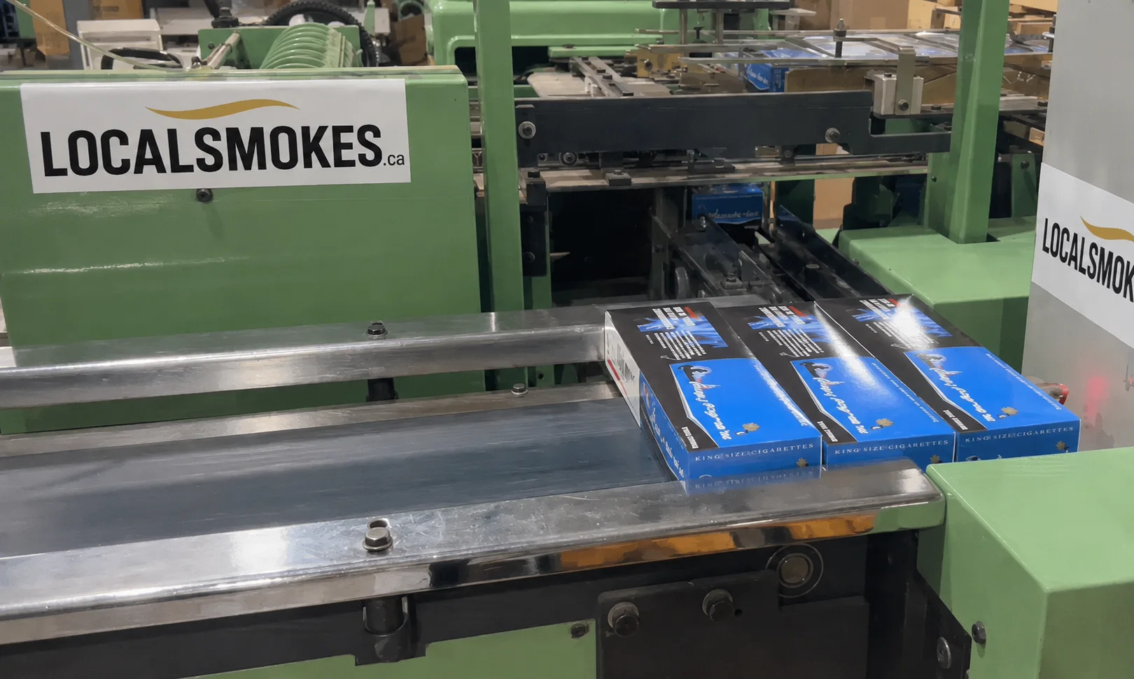 Local Smokes cartons moving through the local production facility
