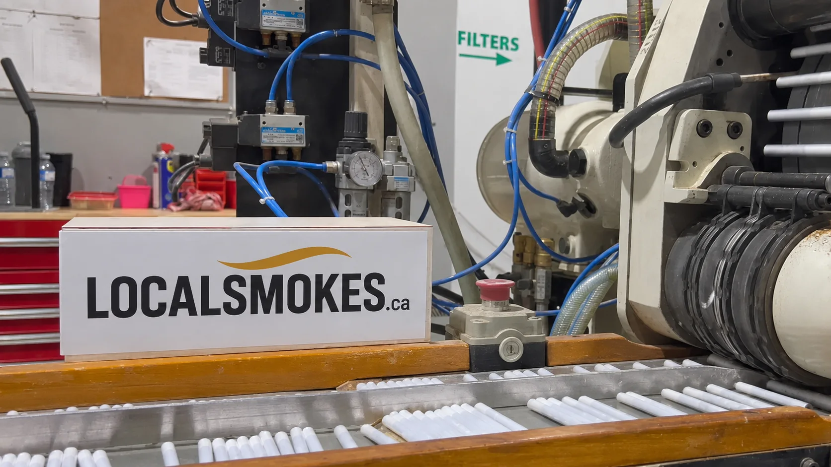 Local Smokes production equipment and cigarette filters at the local facility