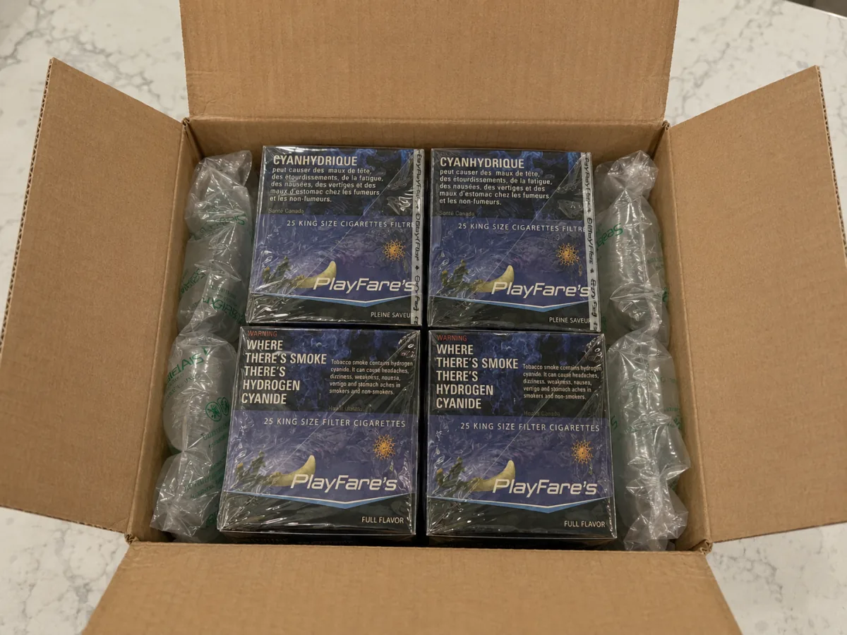 Customer order containing PlayFare's cartons in protective packaging